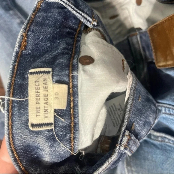 Madewell The Perfect Vintage High Waist Side Slit Crop Jeans Raw Hem size 30 - Picture 7 of 16